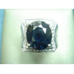 **18K白金藍寶石男戒 主石約9.38CT 戒圍15#**